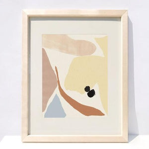 organic, modern, pastel, art print in wood frame