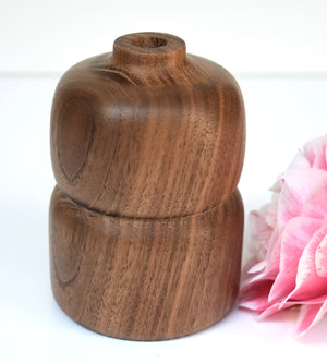 walnut, wood, double, bud vase.