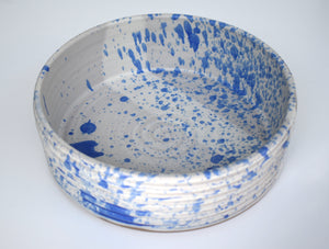 basket, ceramic, bowl, blue, speckle.