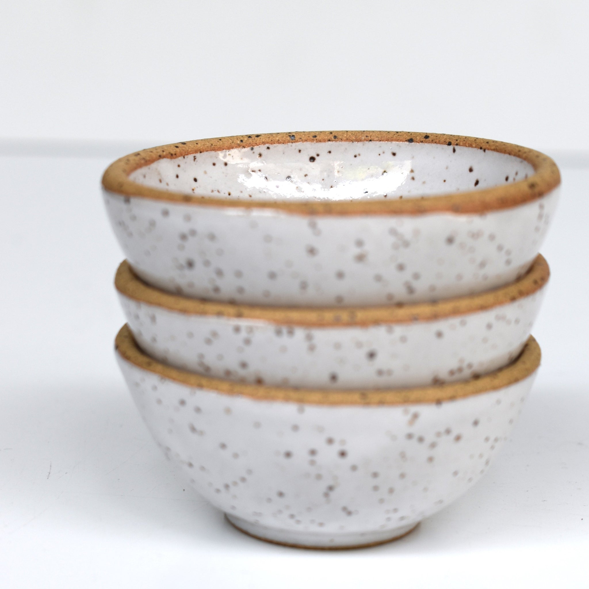 mini bowl, ceramic, speckled glossy white.
